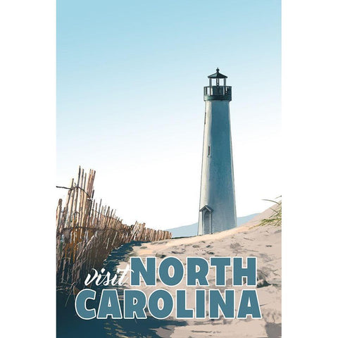 North Carolina White Modern Wood Framed Art Print by East Coast Licensing