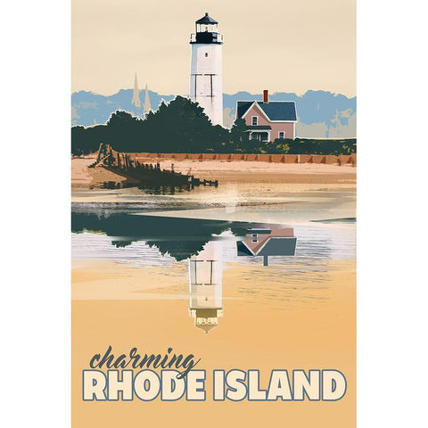 Rhode Island White Modern Wood Framed Art Print by East Coast Licensing