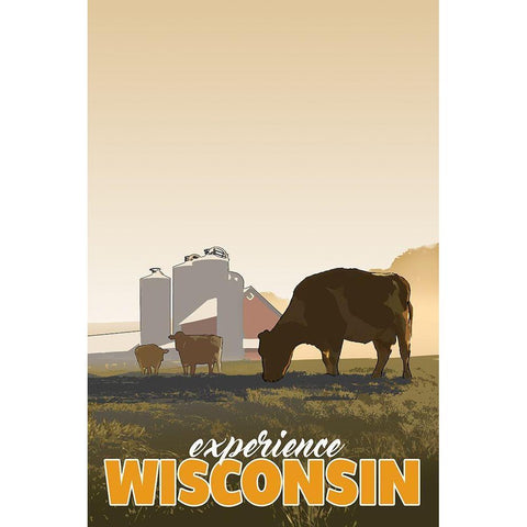 Wisconsin Black Modern Wood Framed Art Print with Double Matting by East Coast Licensing