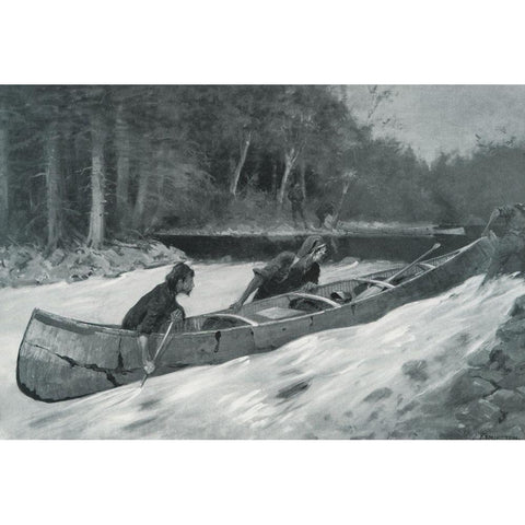 In a Stiff Current-Sketch Black Modern Wood Framed Art Print with Double Matting by Remington, Frederic