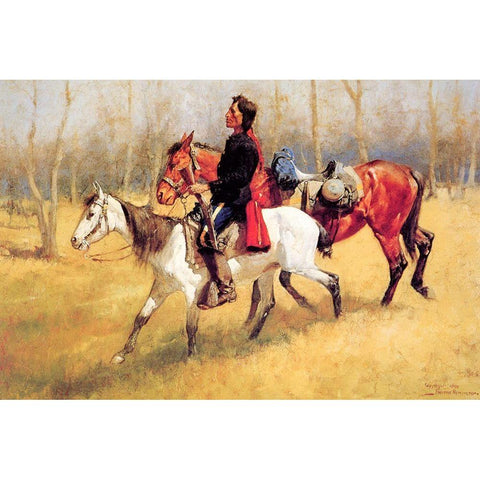 Indian Scout with Lost Troop Horse White Modern Wood Framed Art Print by Remington, Frederic