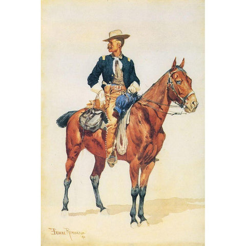 Lieutenant S. C. Roberston-Chief of the Crow Scouts White Modern Wood Framed Art Print by Remington, Frederic