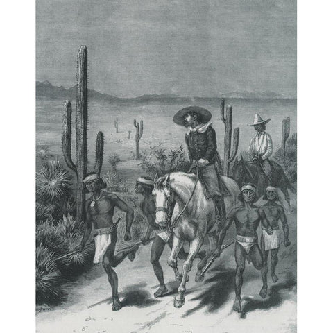 The Apache War-Sketch White Modern Wood Framed Art Print by Remington, Frederic