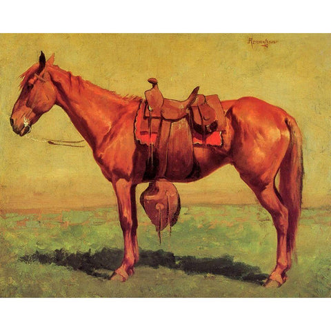 Cow Pony White Modern Wood Framed Art Print by Remington, Frederic