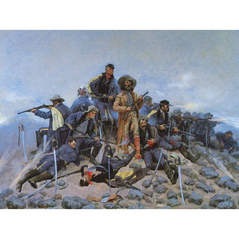 The Last Stand White Modern Wood Framed Art Print by Remington, Frederic