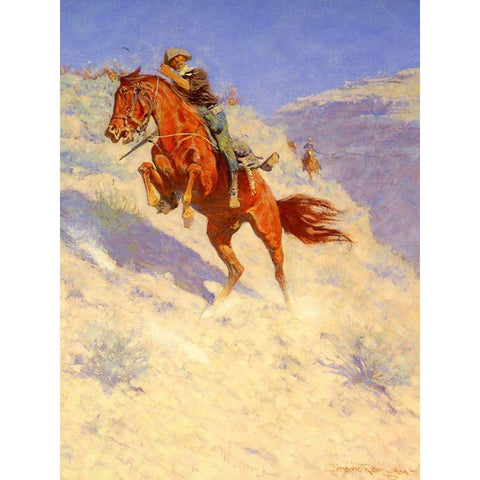 The Scout Gold Ornate Wood Framed Art Print with Double Matting by Remington, Frederic