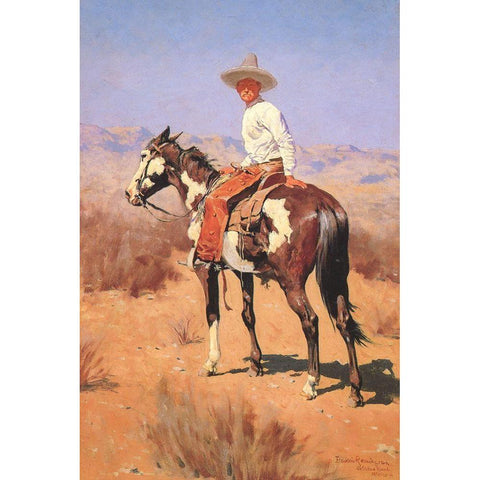 Vaquero Gold Ornate Wood Framed Art Print with Double Matting by Remington, Frederic