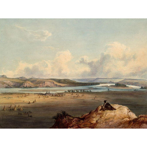 The Trading post Fort Pierre in present South Dakota White Modern Wood Framed Art Print by Bodmer, Karl