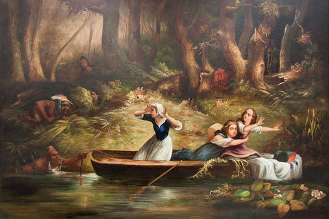 Capture of the Calloway Girls and Jemima Boone White Modern Wood Framed Art Print with Double Matting by Bodmer, Karl