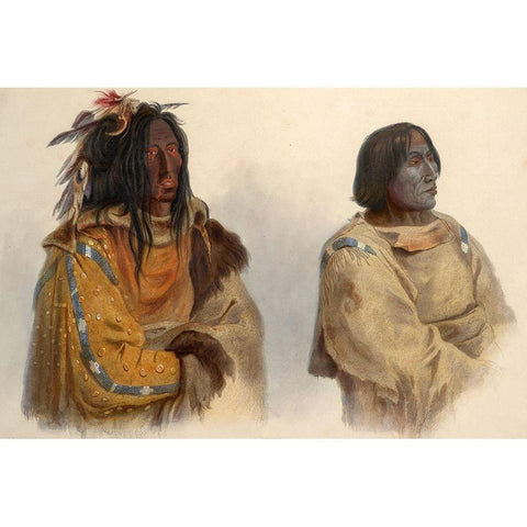 Blackfoot chief and Peikann chief Gold Ornate Wood Framed Art Print with Double Matting by Bodmer, Karl