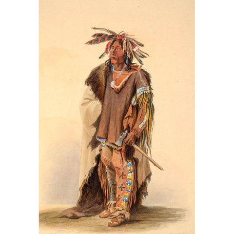 A Sioux warrior Gold Ornate Wood Framed Art Print with Double Matting by Bodmer, Karl