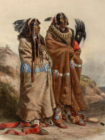 Mandan indians White Modern Wood Framed Art Print with Double Matting by Bodmer, Karl