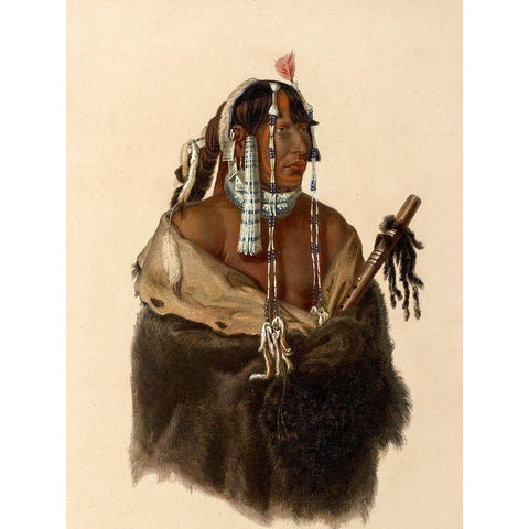 Mandeh-Pahchu A young Mandan indian Black Modern Wood Framed Art Print with Double Matting by Bodmer, Karl