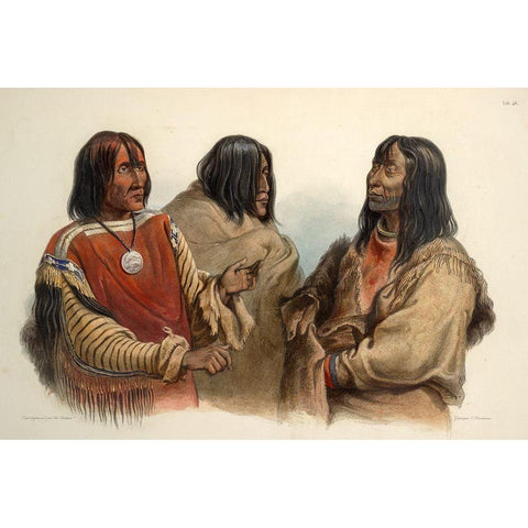 Chief of the Blood indians War chief of the Piekann indians and Koutani indian Black Modern Wood Framed Art Print with Double Matting by Bodmer, Karl