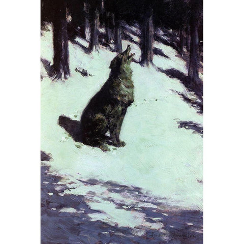 Voice Of The Hills White Modern Wood Framed Art Print by Remington, Frederic