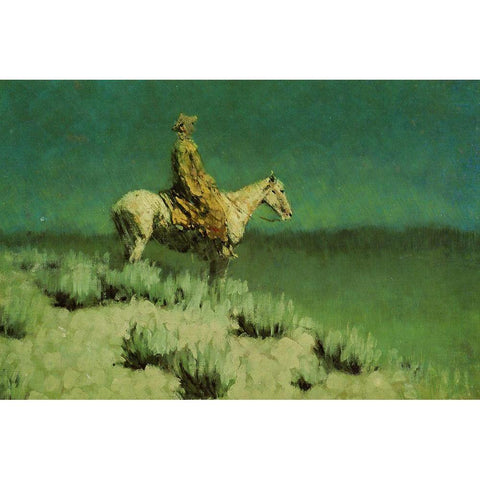 The Night Herder Black Modern Wood Framed Art Print with Double Matting by Remington, Frederic