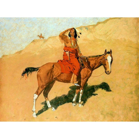 The Scout White Modern Wood Framed Art Print by Remington, Frederic