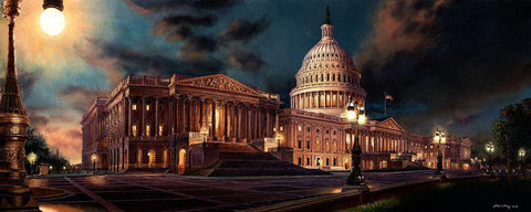 Washington Chronicle VI Black Ornate Wood Framed Art Print with Double Matting by Wang, John Z.