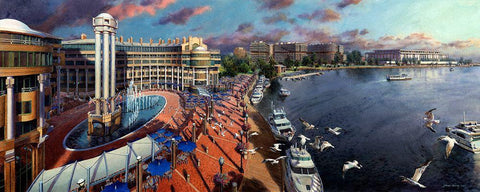 Washington Chronicle IX White Modern Wood Framed Art Print with Double Matting by Wang, John Z.