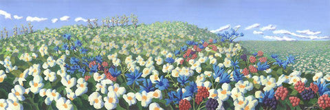 Fairland Trio V White Modern Wood Framed Art Print with Double Matting by Wang, John Z.