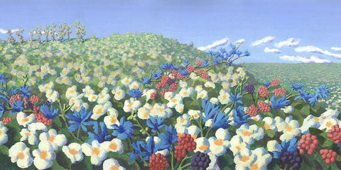 Fairland Trio VI White Modern Wood Framed Art Print with Double Matting by Wang, John Z.