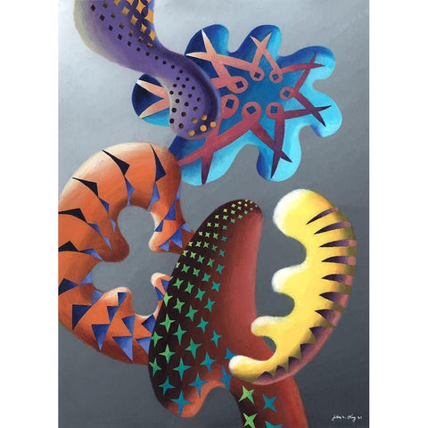 Zillusion II Black Modern Wood Framed Art Print by Wang, John Z.