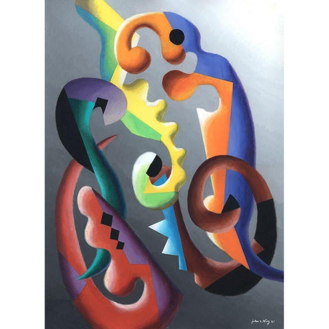 Zillusion III Black Modern Wood Framed Art Print by Wang, John Z.