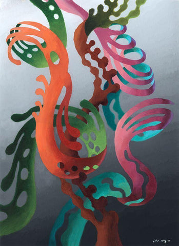 Zillusion IV White Modern Wood Framed Art Print with Double Matting by Wang, John Z.