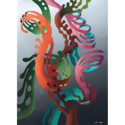 Zillusion IV Black Modern Wood Framed Art Print with Double Matting by Wang, John Z.