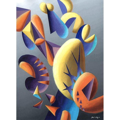 Zillusion V Gold Ornate Wood Framed Art Print with Double Matting by Wang, John Z.