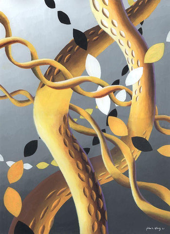 Zillusion VII White Modern Wood Framed Art Print with Double Matting by Wang, John Z.