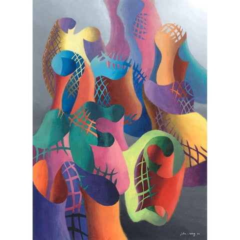 Zillusion VIII Black Modern Wood Framed Art Print by Wang, John Z.