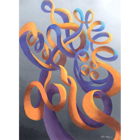 Zillusion IX Black Modern Wood Framed Art Print with Double Matting by Wang, John Z.