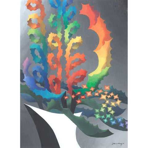Dream Flowers II Gold Ornate Wood Framed Art Print with Double Matting by Wang, John Z.