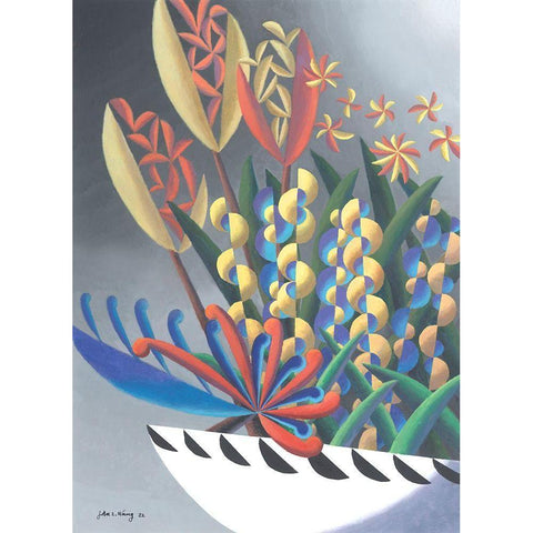 Dream Flowers III Black Modern Wood Framed Art Print by Wang, John Z.