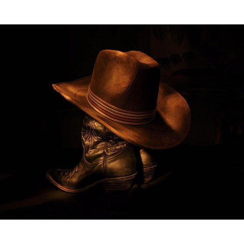 Hat and Boots II White Modern Wood Framed Art Print by The Yellowstone Collection