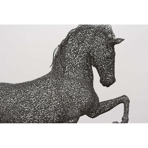 Horse wrought iron statue Black Modern Wood Framed Art Print with Double Matting by The Yellowstone Collection