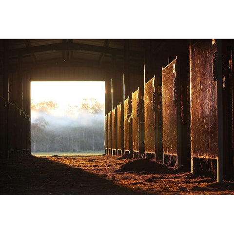 The Old Stable Block Gold Ornate Wood Framed Art Print with Double Matting by The Yellowstone Collection