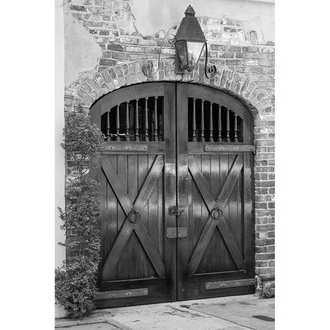 Wooden stable door Black Modern Wood Framed Art Print with Double Matting by The Yellowstone Collection