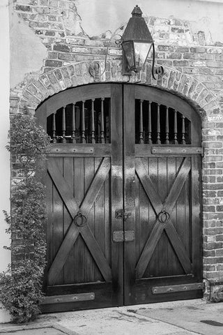 Wooden stable door Black Ornate Wood Framed Art Print with Double Matting by The Yellowstone Collection