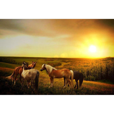 A Kiss Goodnight Gold Ornate Wood Framed Art Print with Double Matting by The Yellowstone Collection