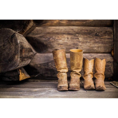 Cowboy boots Gold Ornate Wood Framed Art Print with Double Matting by The Yellowstone Collection