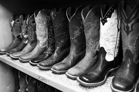 Fancy cowboy boots  White Modern Wood Framed Art Print with Double Matting by The Yellowstone Collection