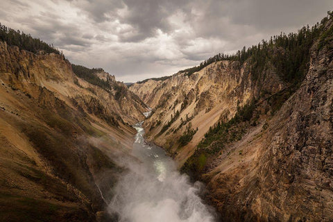 Lower Falls, Yellowstone National Park White Modern Wood Framed Art Print with Double Matting by Frank, Jacob W.