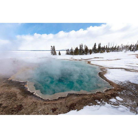 Black Pool Steaming, Yellowstone National Park White Modern Wood Framed Art Print by Frank, Jacob W.