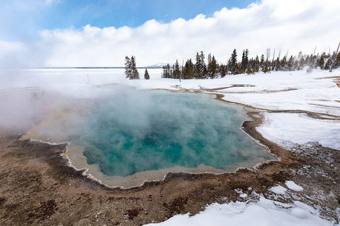 Black Pool Steaming, Yellowstone National Park White Modern Wood Framed Art Print with Double Matting by Frank, Jacob W.