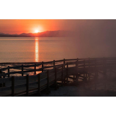 Sunrise at West Thum Geyser Basin, Yellowstone National Park Gold Ornate Wood Framed Art Print with Double Matting by Frank, Jacob W.