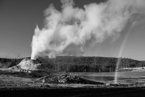 Castle Geyser Eruption, Yellowstone National Park White Modern Wood Framed Art Print with Double Matting by Frank, Jacob W.