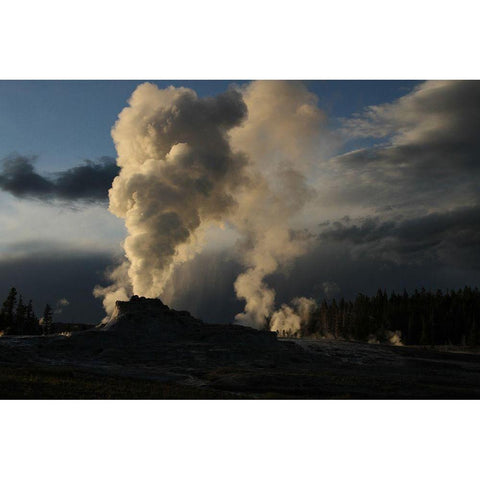 Castle Geyser in Upper Geyser Basin, Yellowstone National Park Black Modern Wood Framed Art Print by Peaco, Jim