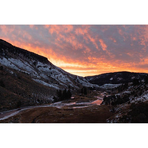 Sunrise at Gardner River, Yellowstone National Park Black Modern Wood Framed Art Print with Double Matting by Frank, Jacob W.